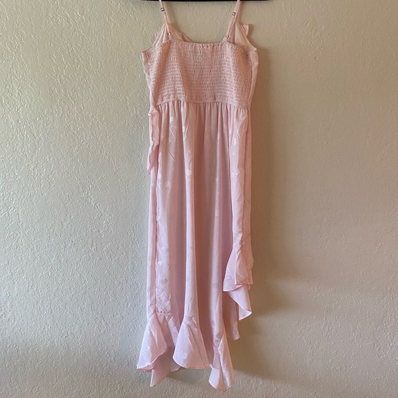 Japna Asymmetric Ruffled Dress Size M Pink Floral Feminine Romantic Vacation - Picture 3 of 7